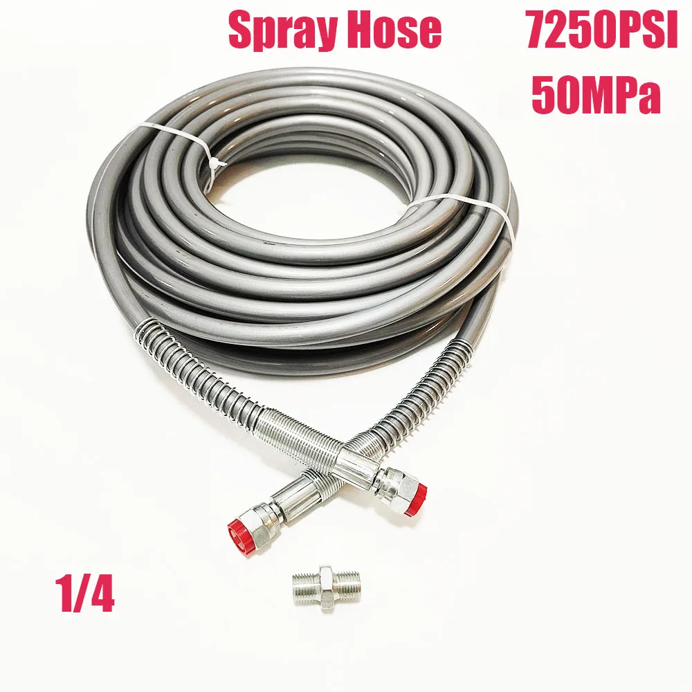 New 1/4 Inch Airless Spray Hose, Maximum Pressure 7250PSI Spray Machine Universal Ultra Flexible Double-layer Fiber 0.5m~40m