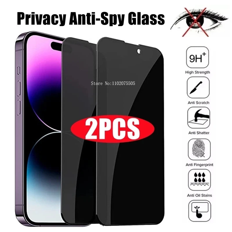 2PCS Full Cover Tempered Glass on iPhone 11 12 13 14 15 Pro Max Screen Protector X XR XS 7 8 Plus Anti-Shatter  Water-Resistant