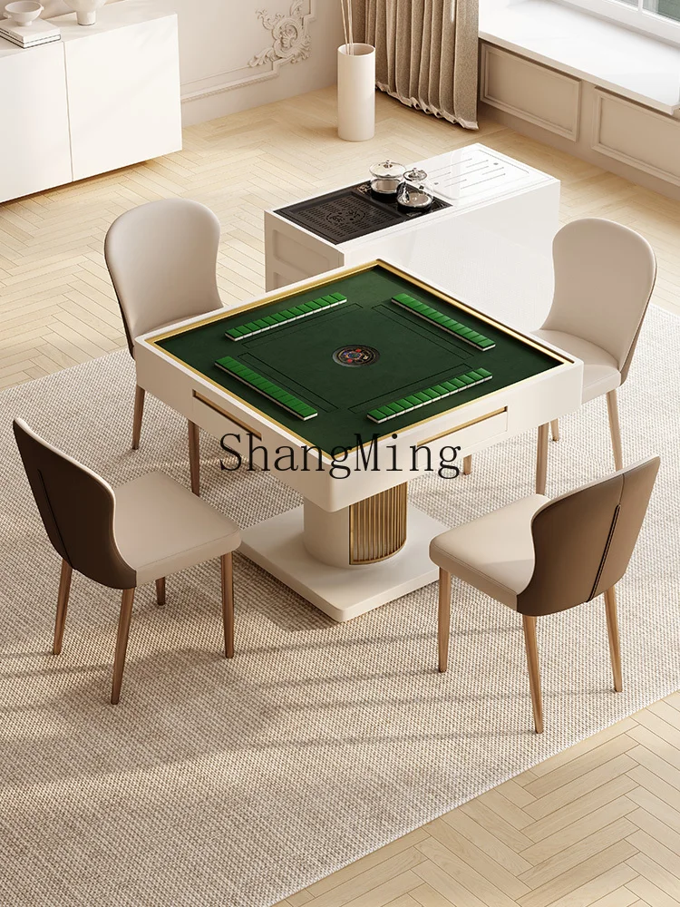 

HJ folding rock slab dining table and chair combination integrated dual-purpose modern simple home new mahjong table