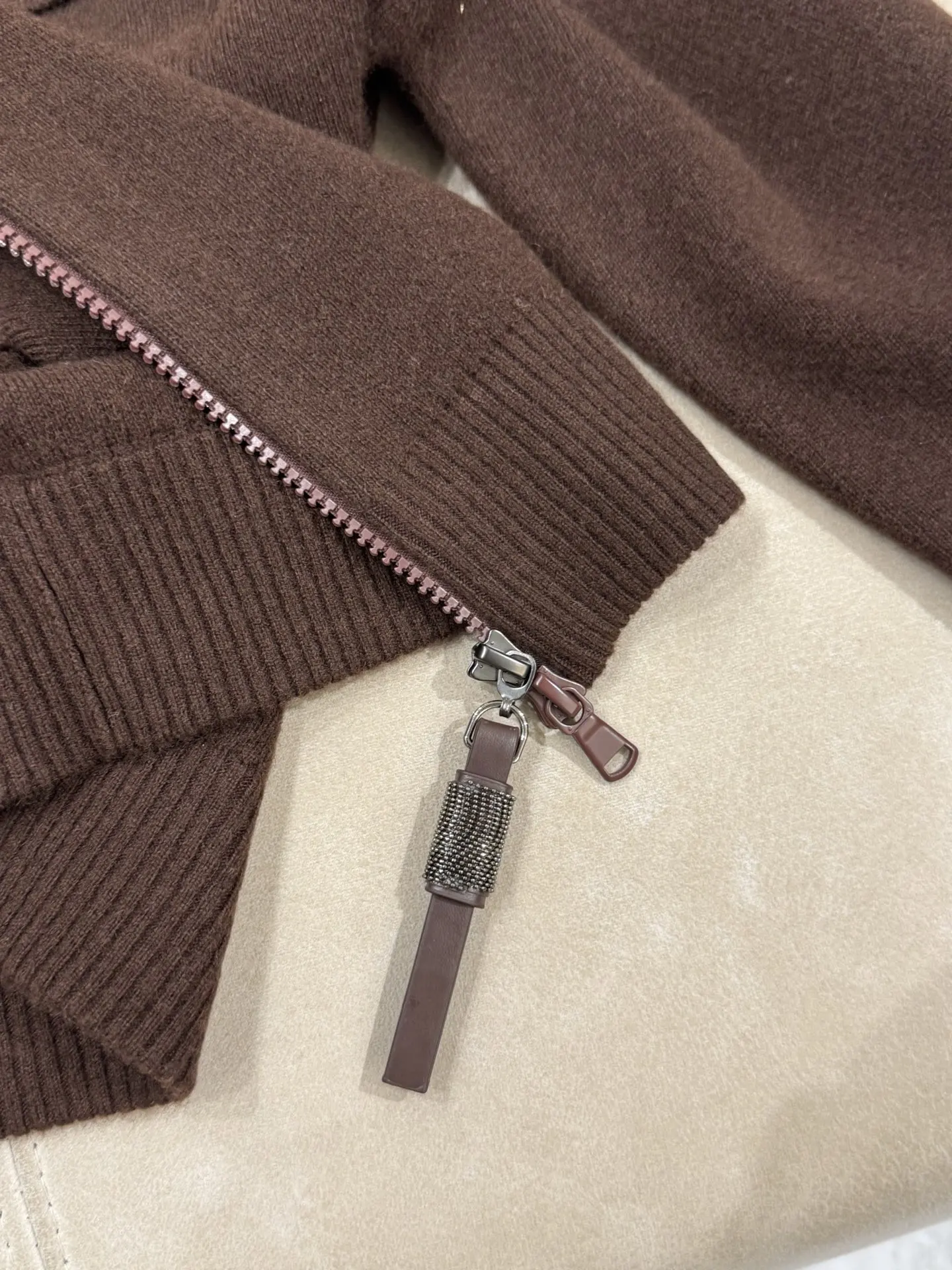 Cardigan tricoté en cachemire pour femmes, col à Double poche, fermeture éclair, pantalon, ensemble deux pièces à la mode