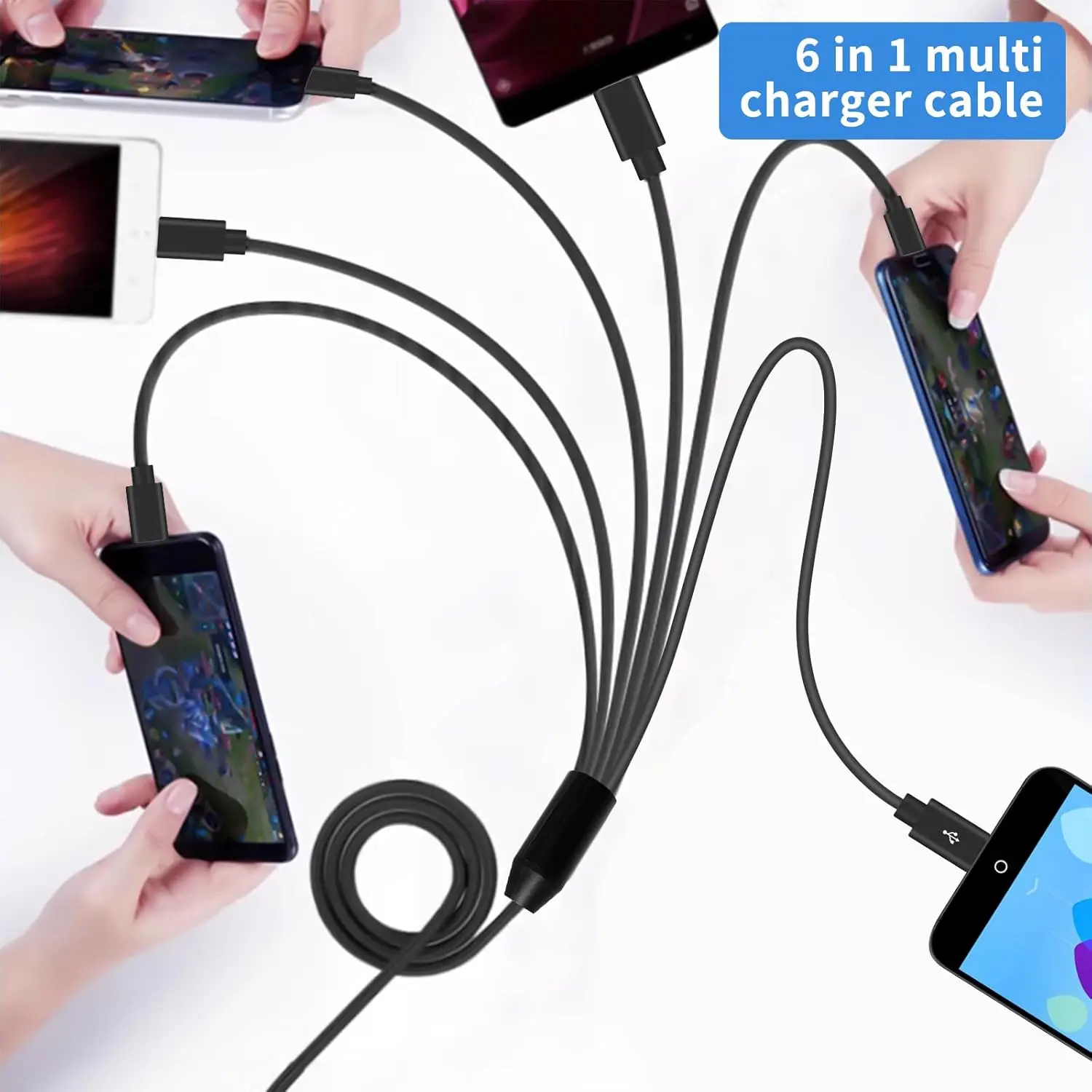 Type-C A 1 to 6 Port Type C USB C to USB Y Splitter Multiple Charging Date Cable Cord For Smartphone Tablet 0.5m 1.5m view 4
