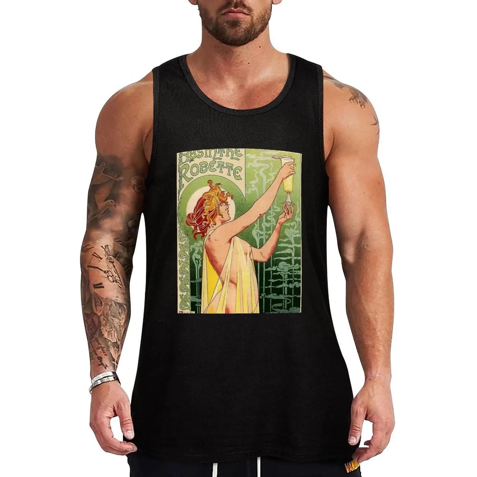 

Alphonse Mucha, Absinthe Robette Vintage Alcohol Art Advert Tank Top cool things sports t-shirts for men sexy clothes men
