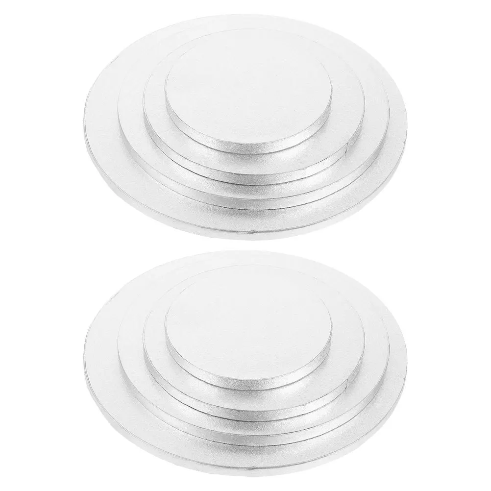 

8Pcs Cake Base Round Cardboard Circles Waterproof Silver Finish for Birthday Wedding Dessert Display Cake Decorating