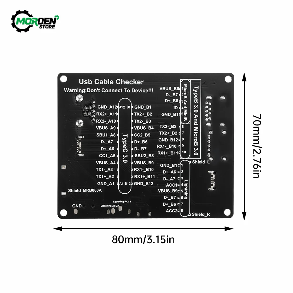 Scheda di rilevamento cavo dati Tester cavo USB Commutazione on-off cortocircuito Tipo-C Micro A Tipo B Alimentatore