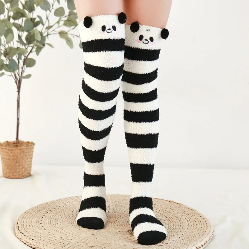 Japanese Girl Animal Modeling Knee Socks Striped Cute Compression autumn Winter Warm Sock Kawaii Cozy Long Thigh High Socks