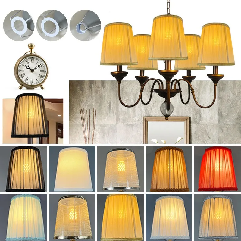 E14/E27/Clamp Fabric Lampshade Cover Lighting Accessories for Home Office Decor Hotel Bedroom Bedside Floor Lamp Shell Cover