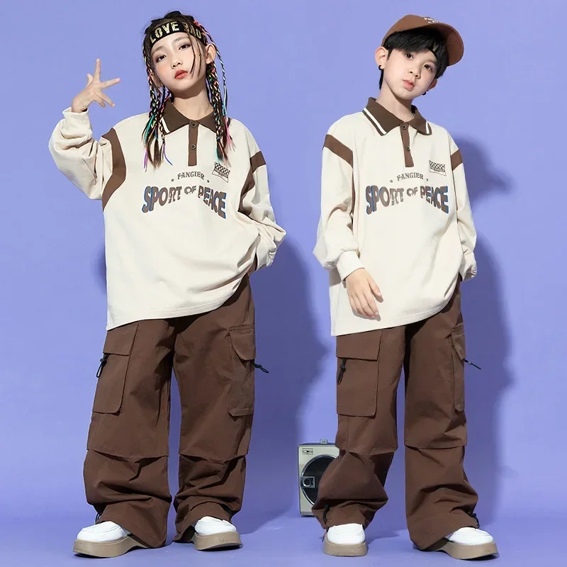 Nieuwe Jongens Hip Hop Lange Mouw T-shirt Meisjes Losse Cargo Broek Kleding Sets Kinderen Tonen Cool Street Dance Kinderen Jazz Kostuums