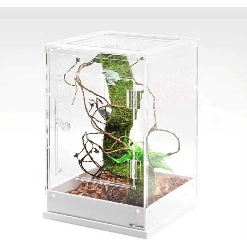 Two-Way Acrylic Reptile & Insect Enclosure with Detachable Breeding Box Customizable Color DIY Habitat Terrarium Cage