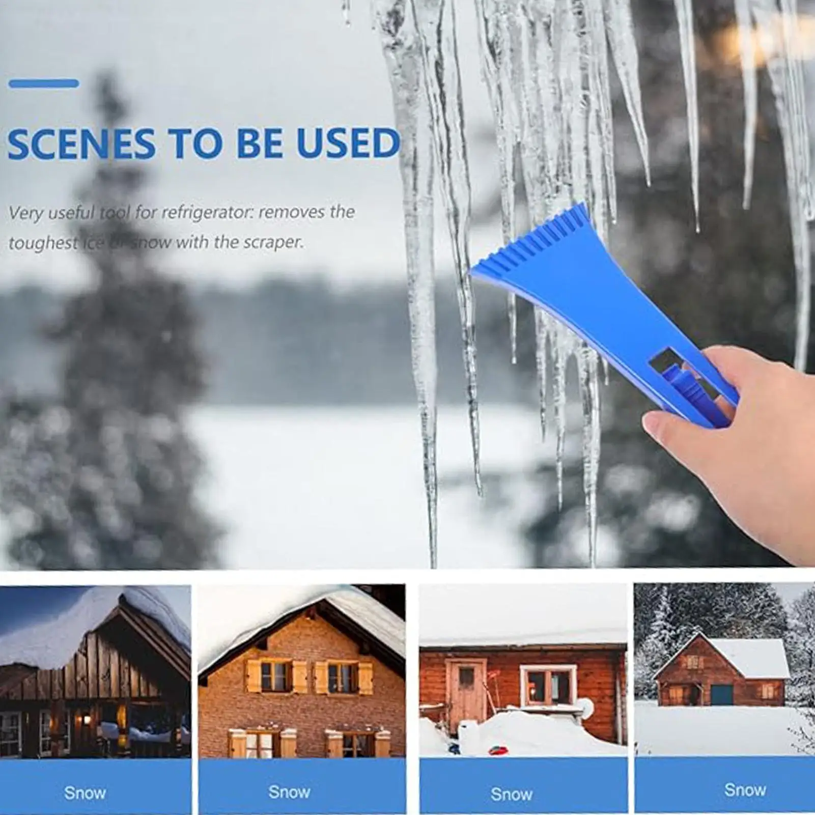 

9 Inch Ice Scraper with Ergonomic Grip, Windshield & Freezer Ice Cleaning Tool, Winter Defroster for Car Windows and Fridges