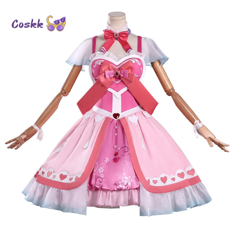 

Anime Yeloli Cosplay Costume Girls Fairy Elves Princess Sweet Pink Lolita Dress Tie Uniform Halloween Carnival Party Clothes