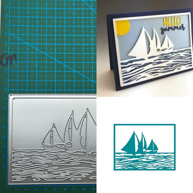 Metal Cutting Dies Sailboat Frame Stencil Scrapbooking Diy Album Stamp Paper Card Embossing Decor Craft Knife Mould