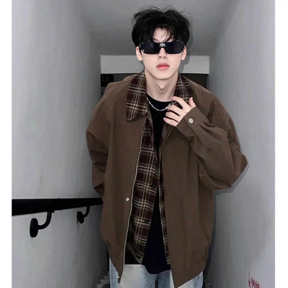 

Ретро-куртка мужская однотонная в американском стиле, весенне-осенняя, повседневная, рабочая, пилотская, утепленная, с длинными рукавами