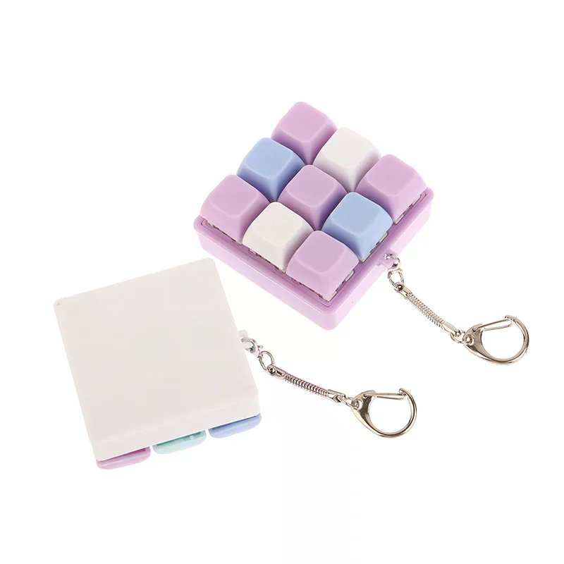 9 Keys Square-Shaped Keyboard Keycaps Keychain Fidget Toy Party Stress Relief DIY Keycaps Toy Keyboard Caps Finger Button Fidget