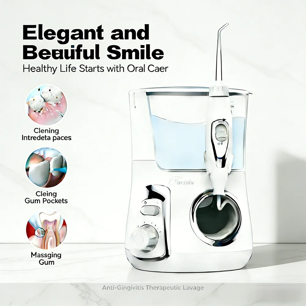 

Усовершенствованный электрический ирригатор для полости рта 800 мл, 10 настраиваемых режимов, 5 насадок, система для ухода за полостью рта для предотвращения кариеса и устранения запаха