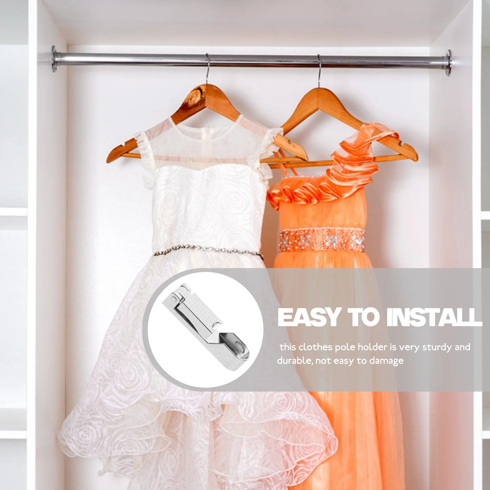 

4Pcs Sturdy Closet Rod Brackets Flange Socket Wearresistant Home Closet Rod End Supports Flange Socket Bracket