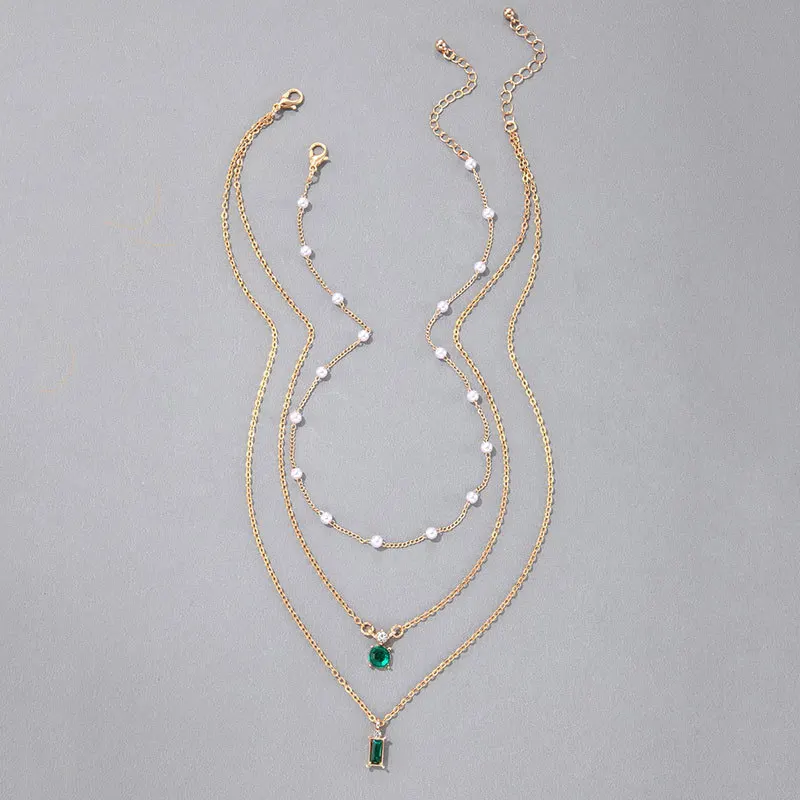 Korean Version Of Girls Fashionable Necklaces Simple Crystal Pearls Multi Layer Necklaces High End Design Sense Wholesale Women