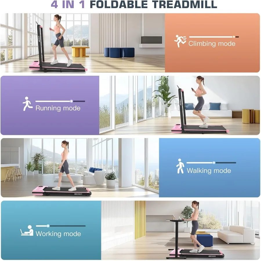 جهاز مشي قابل للطي مع وسادة مشي قابلة للطي 4 في 1 مع شريط مقبض للاستخدام تحت المكتب في عروض البيئة في المكتب المنزلي