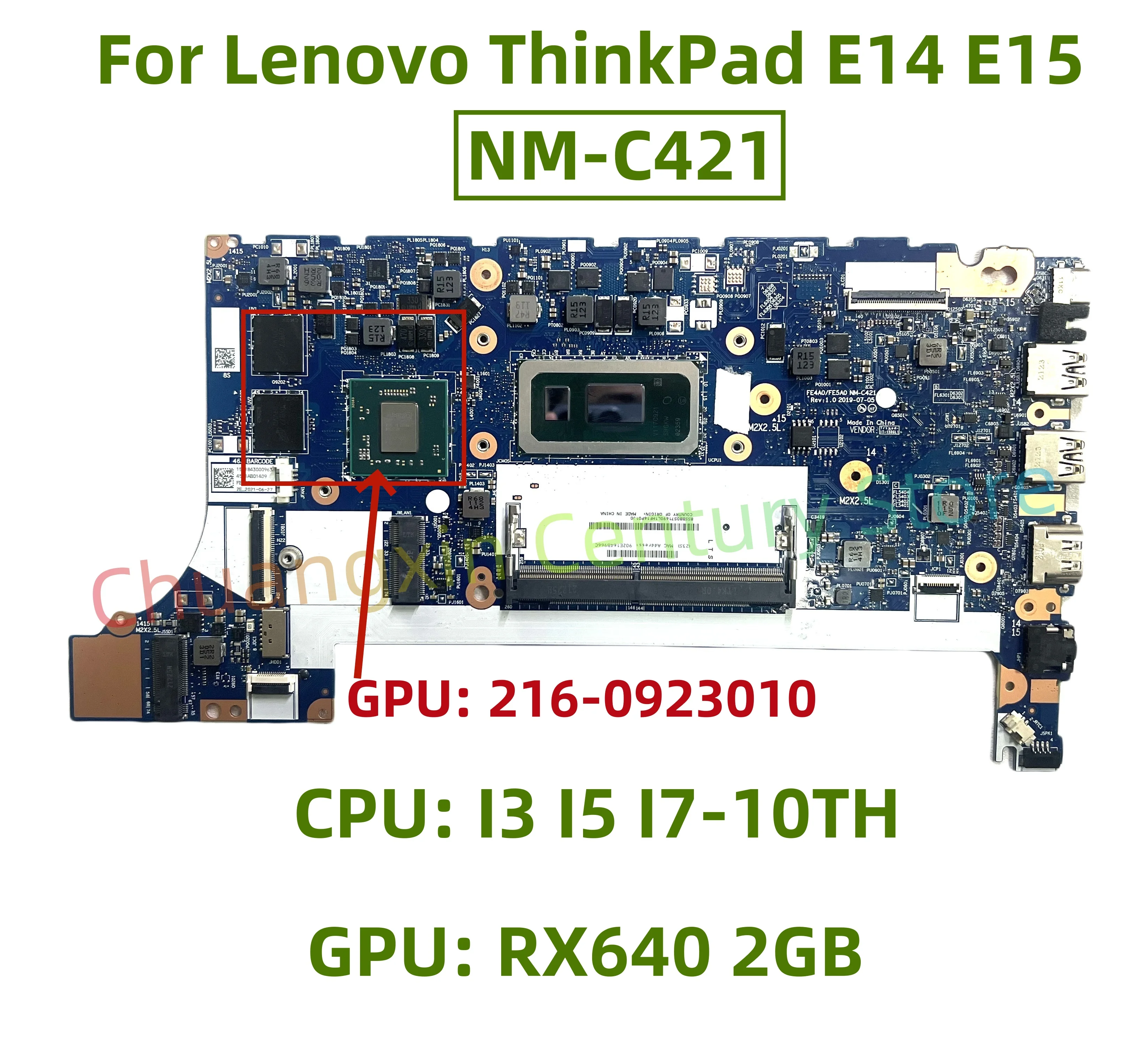 NM-C421 motherboard for Lenovo ThinkPad E14 E15 laptop CPU: I3 I5 I7-10TH GPU: 216-0923010 RX640 2GB 100% test ok shipment