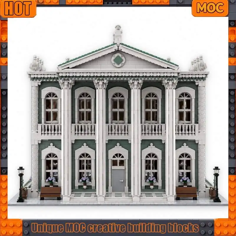 10199PCS Palladian Library Modular Building Blocks Architecture Design Bookcase Staircase Model DIY Creative Assembly Toy Gift