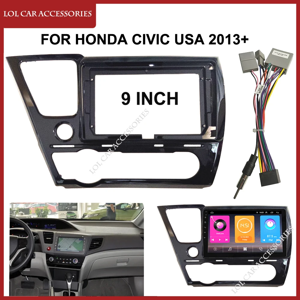 9 Inch For Honda CIVIC USA 2013+ Car Radio Android Stereo MP5 GPS Player Panel Casing Frame 2 Din Head Unit Fascia Dash Cover