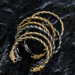 Viking Odin Crow Head Open Bracelet for Men's Stainless Nordic Fashion Bracelet Fashion European and American Style Jewelry