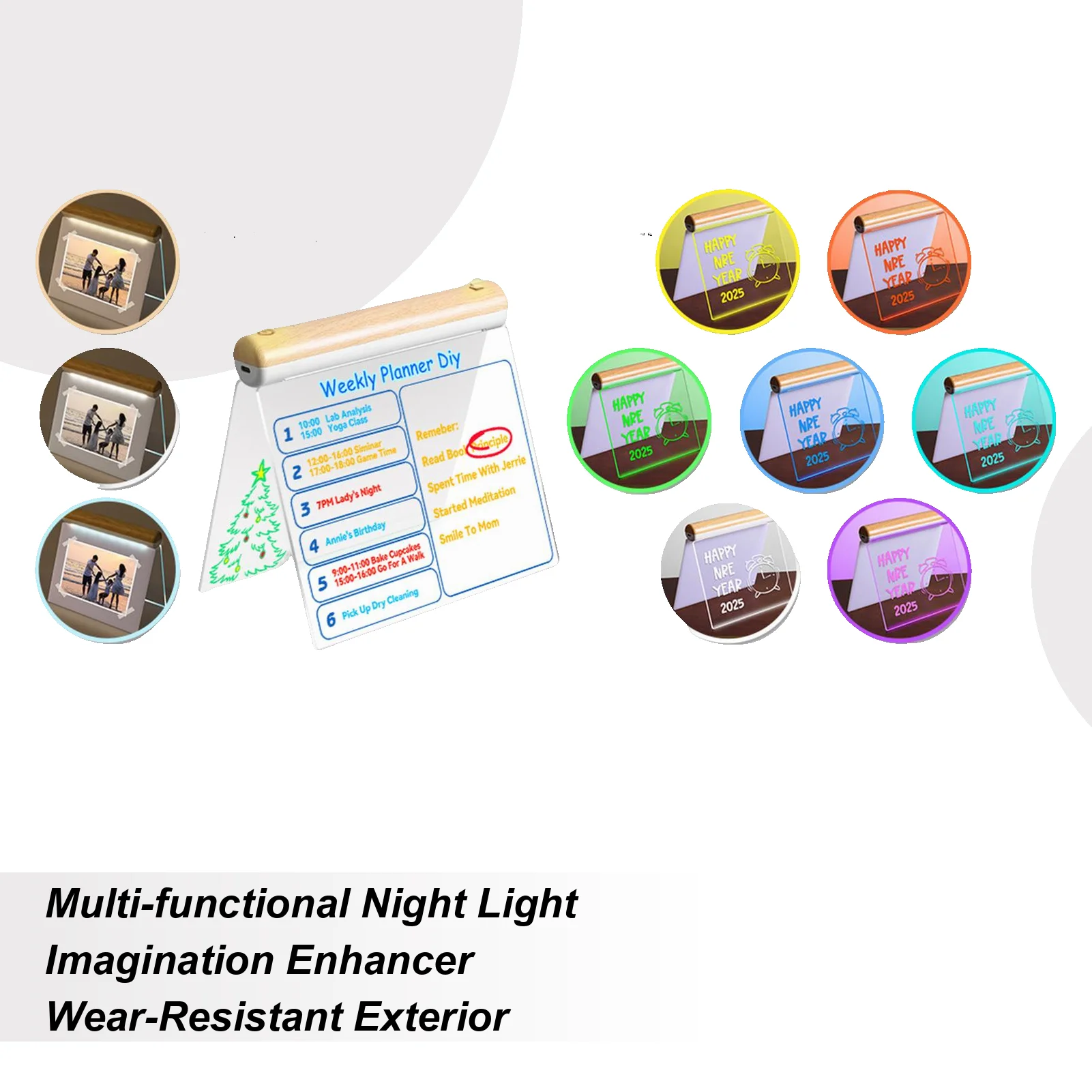 Drawing Pad For Kids 7-Color Lights Learning Writing LED Doodle Board Kids Drawing Supplies For Writing Planning Note Taking
