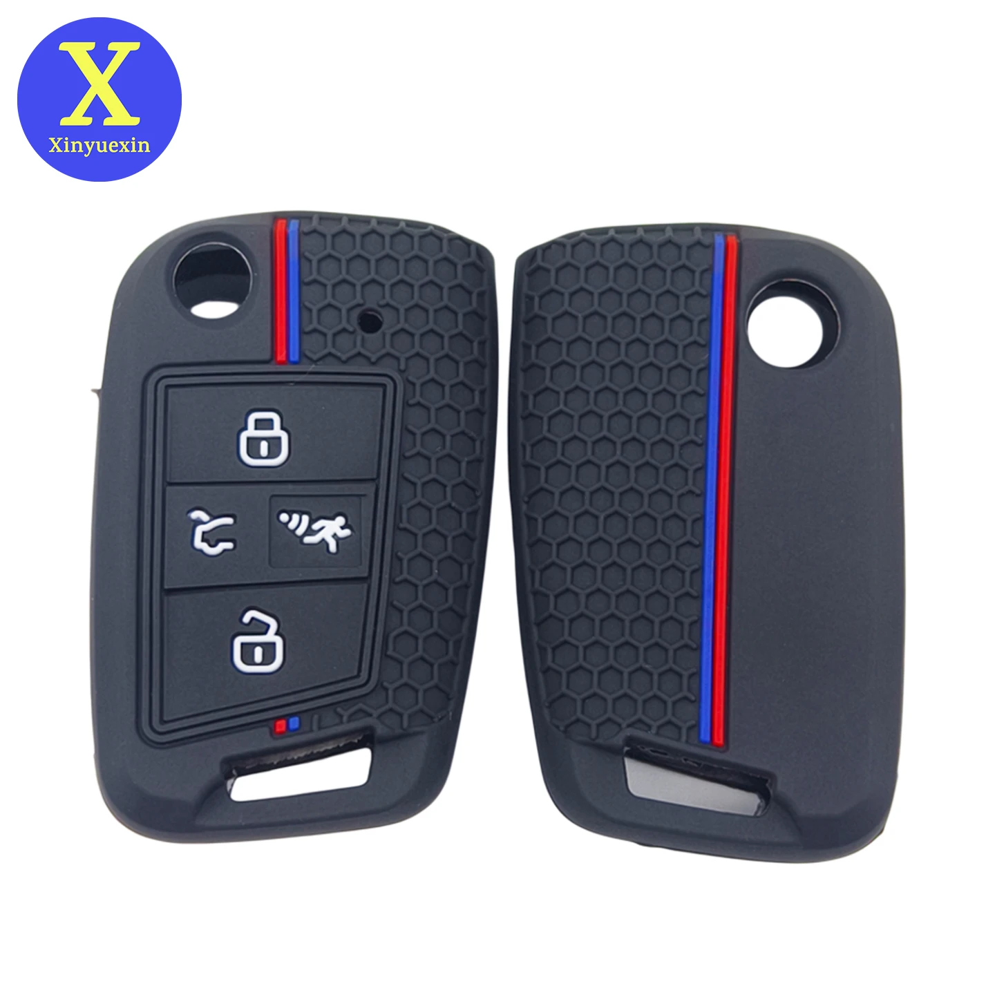 

Силиконовый чехол для дистанционного ключа Xinyuexin для VW Atlas GTI Jetta 2015-2020, 4-кнопочный откидной чехол для ключа, 2 шт./лот