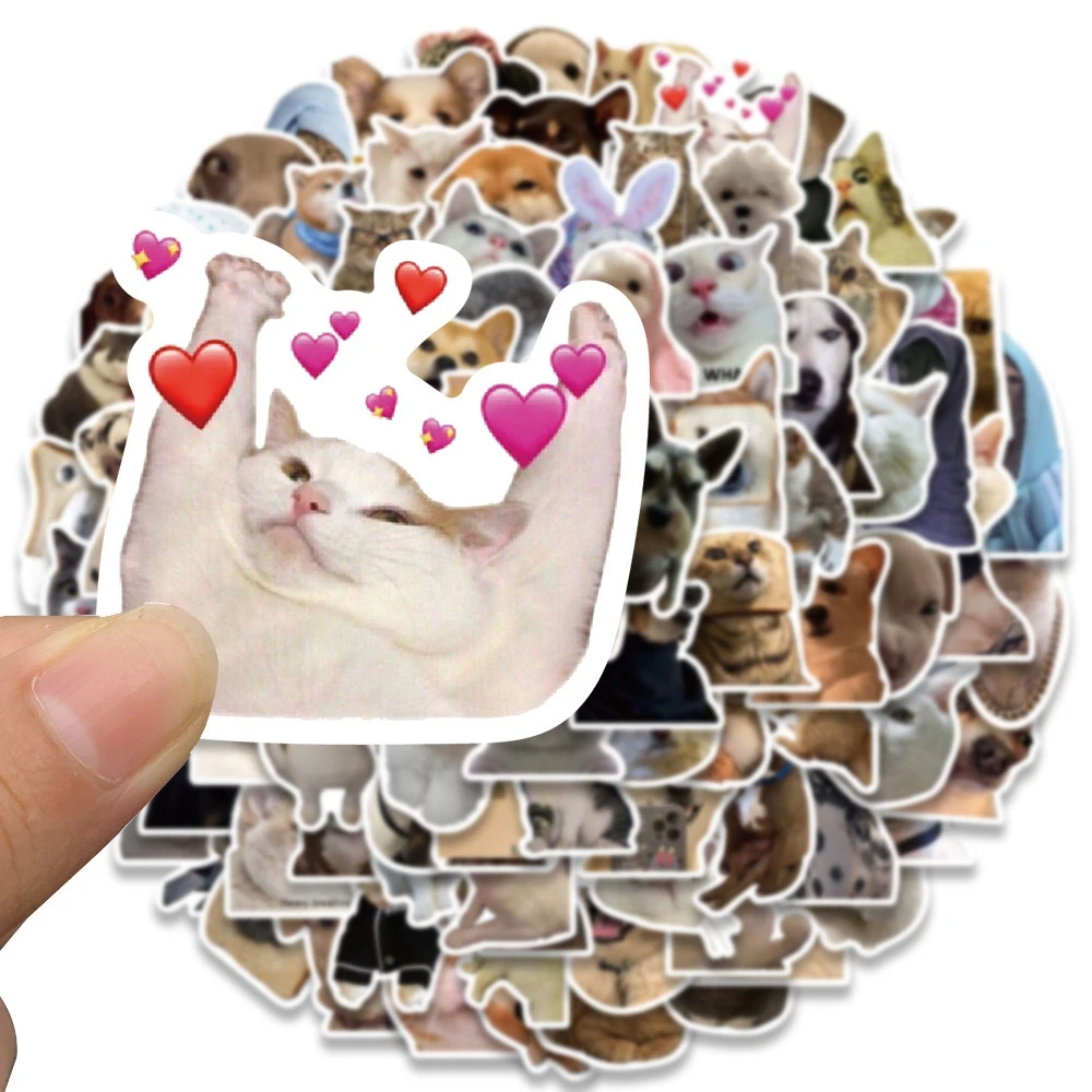 10/30/50/100pcs Funny Cat Dog Meme Stickers Decal DIY Scrapbook Suitcase Skateboard Laptop Graffiti Cute Animal Stickers Toy