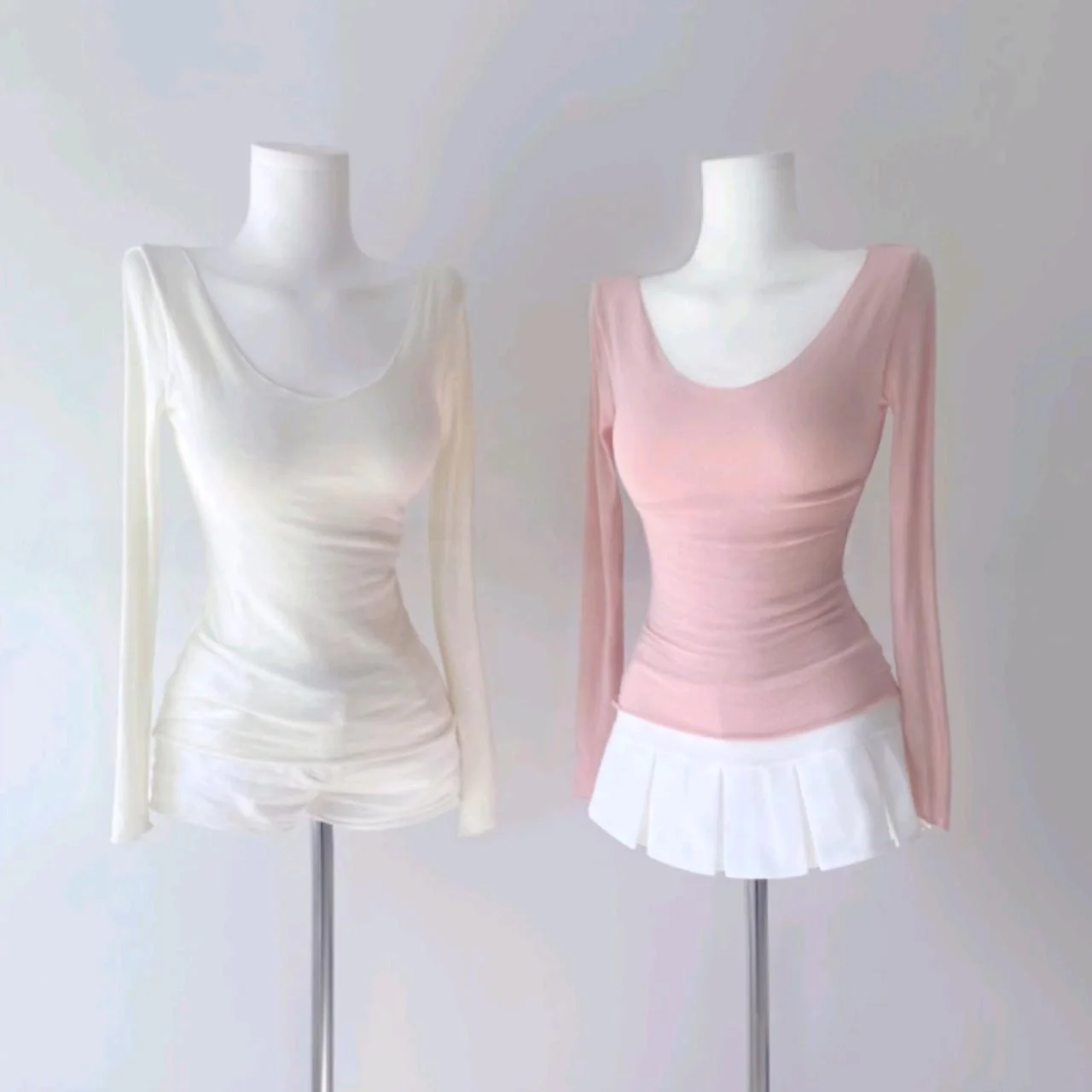 Sexy Slim Fit Long Sleeve U-Neck T-Shirt 7 Colors Pure Desire Style Top Women's Fashion Spring Collection China Made