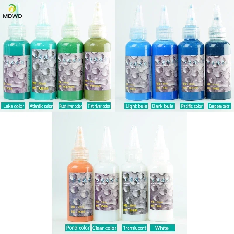 50ml Ondulazione artificiale Fiume Effetto acqua Diorama Accessori Cascata Materiale per la produzione Bambole Paesaggio del lago Paesaggio acquatico Decor Albero