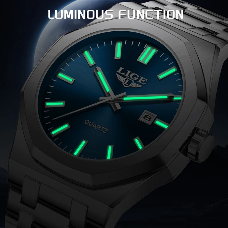 Relogo Masculino LIGE Business Watch Men Outdoor Sports Waterproof Luminous Man Wristwatch Top Brand Luxury Men's Quartz Watches