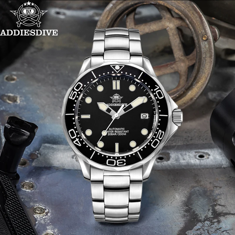 

ADDIESDIVE Men Automatic Mechanical Watches Sapphire Glass Waterproof 200m Diver's Wristwatch Super Luminous Ceramic Bezel Watch