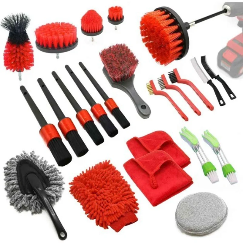 24-piece electricdrill brushcleaningsetincludinground brushesbristlebrushesandpolishingbrushesforcleaningandpolishingcarcrevices