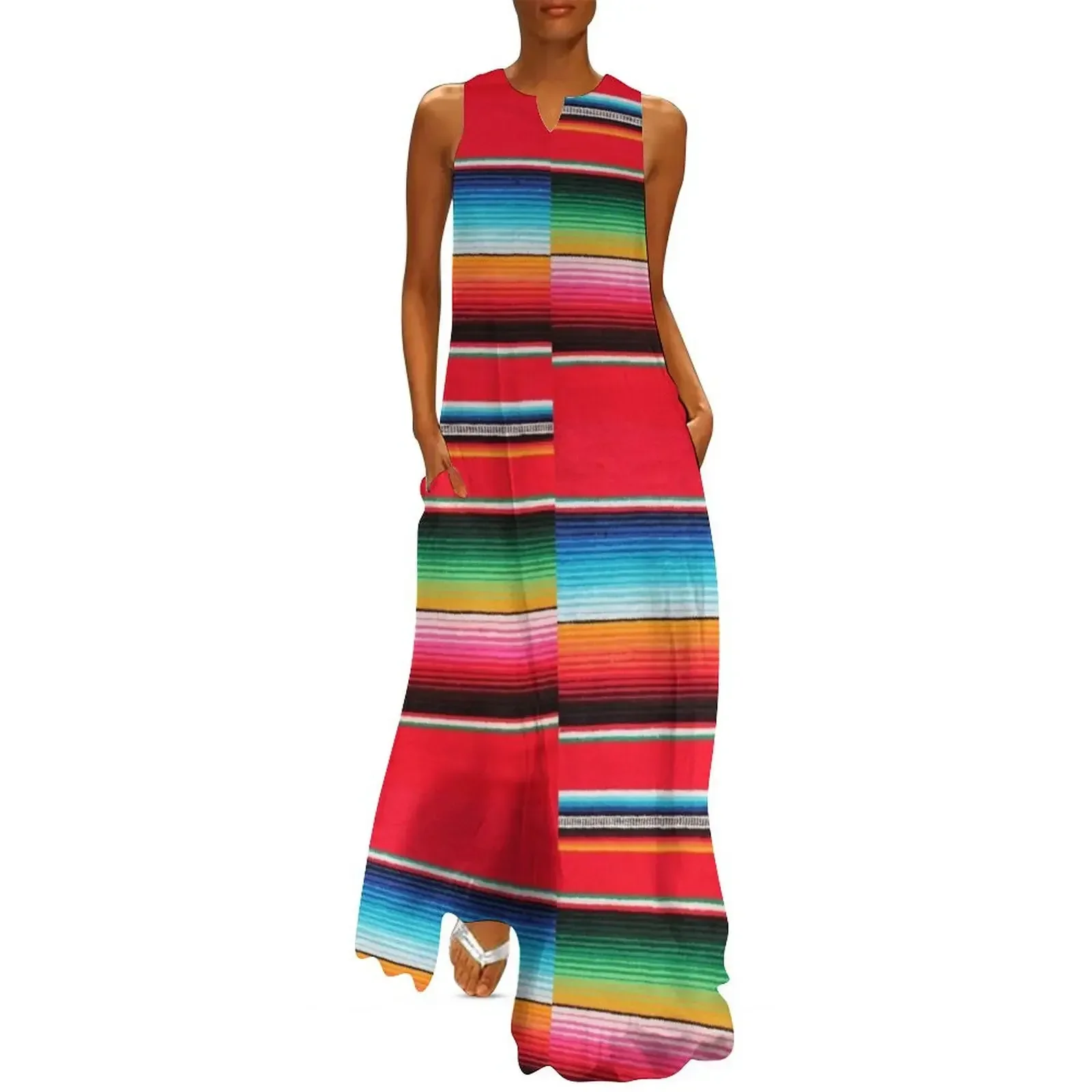 

poncho serape Mexico Mexican blanket background bright stripe Long Dress Dress woman Dress