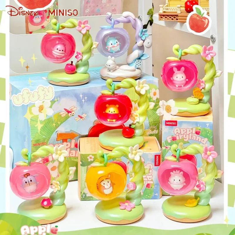 New Miniso Disney Ufufy Series Apple Wonderland Blind Box Handmade Winnie The Pooh Desktop Decoration Christmas Gift