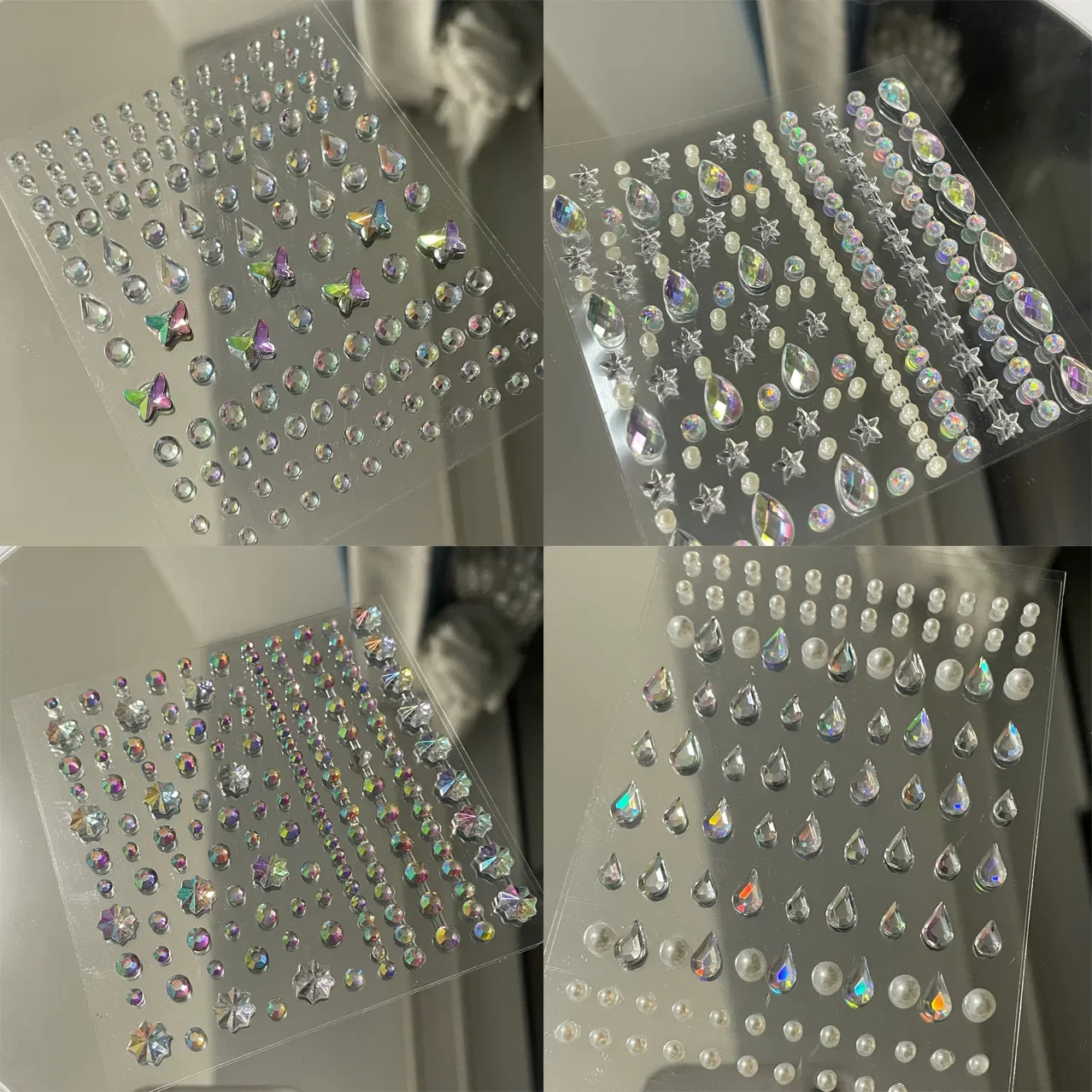 5D Diamond Crystal Stickers Sparkly Water Droplet Rhinestone Deco Sticker Crafts Self Adhesive Jewels Girls Kid Gifts