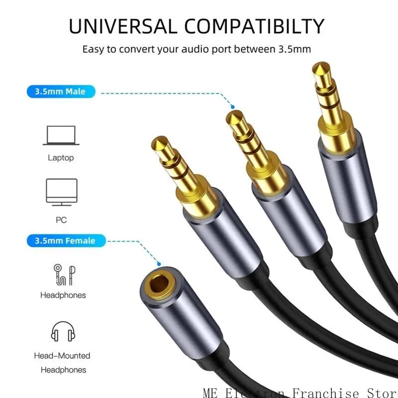 T5EA 1 ~ 3 3.5mm 포트 어댑터 케이블 확장 보조 케이블 어댑터 와이어 헤드폰 케이블