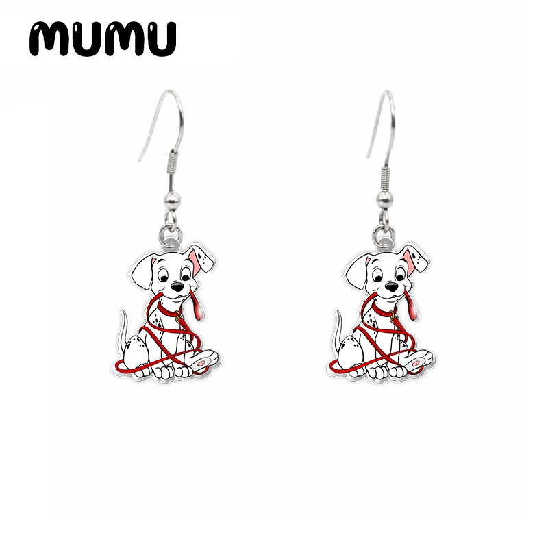 2024 New 101 Dalmatians Dangle Earring Dalmatian Dog Acrylic Earrings Handmade Jewelry Epoxy Resin Fish Hook Earring