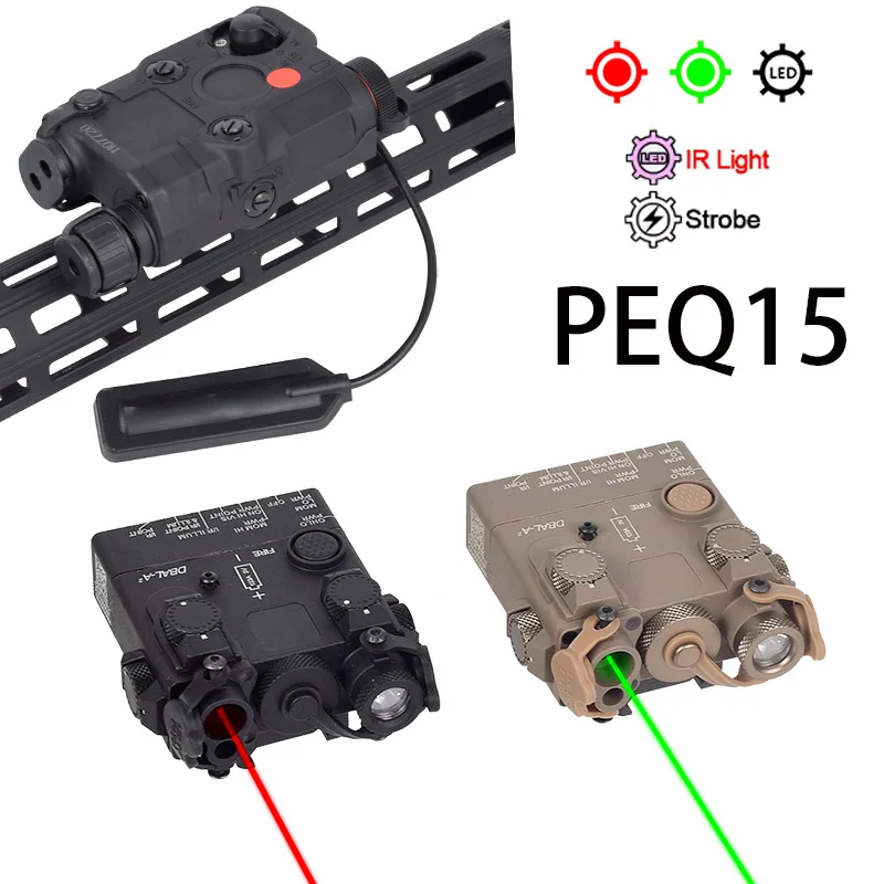 Tactical Airsoft UHP AN PEQ 15 PEQ-15 LA5C Red Dot Green Laser Indicator IR Fill Weapon Light Hunting Scout AR15 20MM Rail