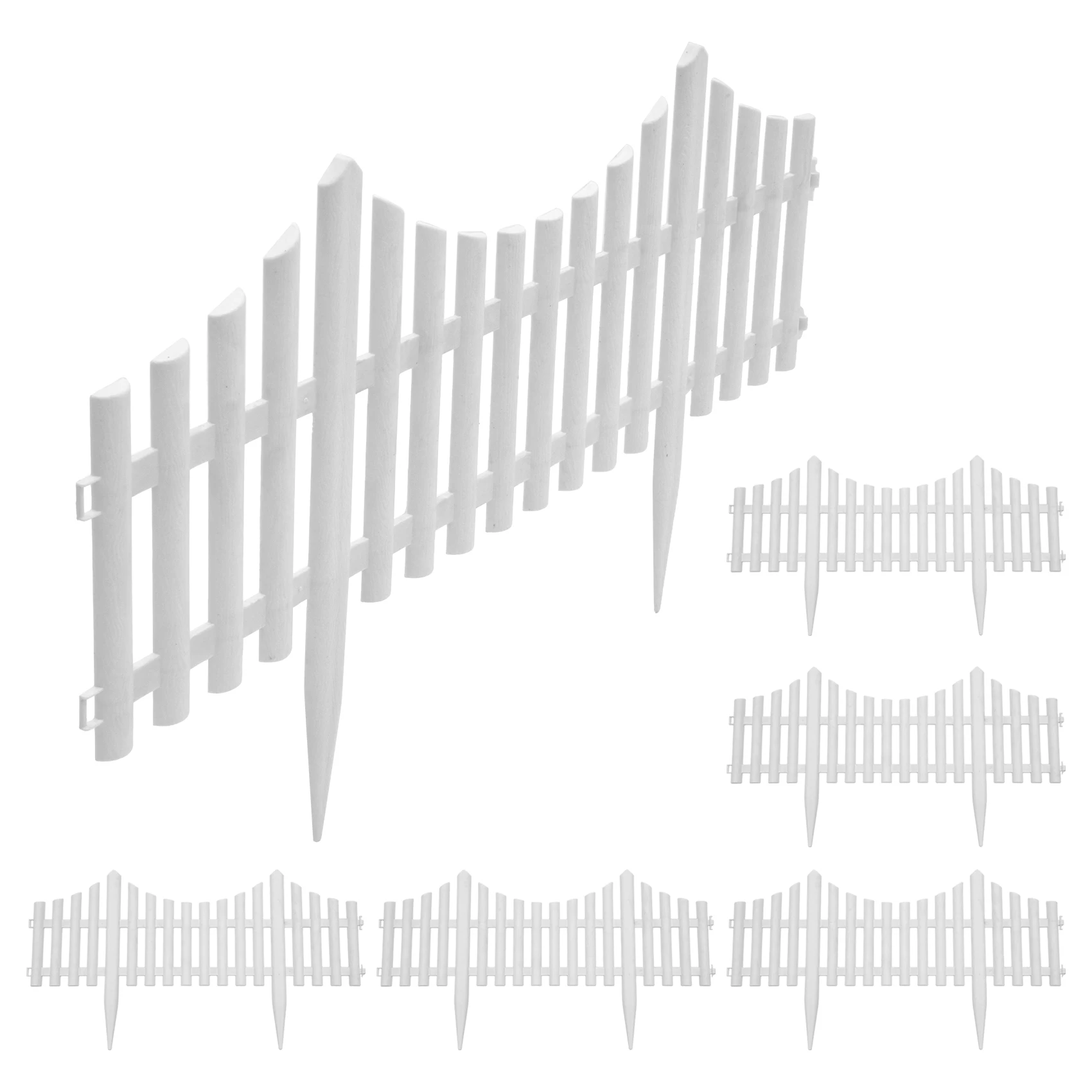 PZHI 6Pcs Plastic Garden Fence Decorative Border Fencing for Outdoor Courtyard, Flower Bed, Fairy Garden, 60x33cm White