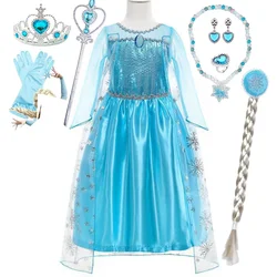 Snow Queen Princess Dress for Toddler Girl Elsa Festival Carnival Fancy Kid Birthday Party Clothing Lovely Halloween Cosplay