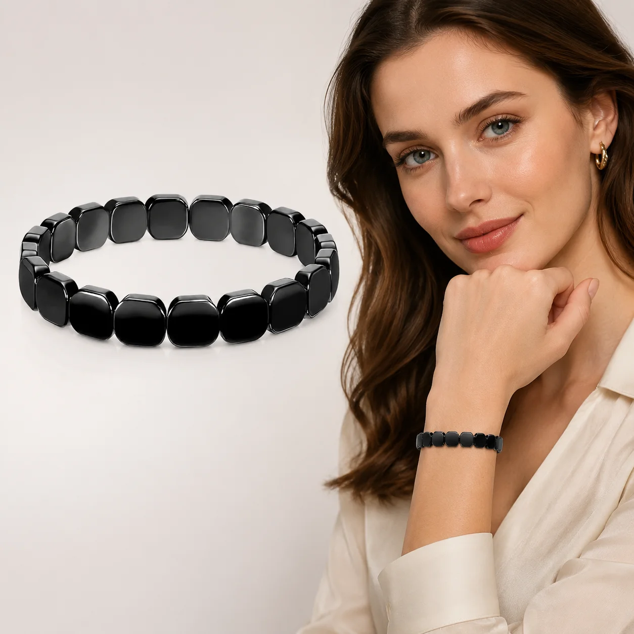 Hot Selling Obsidian Bracelet Irregular Half Moon Beads Black Natural Stone Bracelet Exquisite High-End Men's Fashion Accessorie