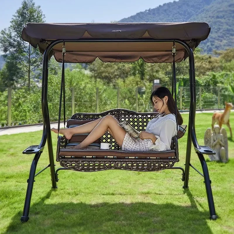 Courtyard Double Outdoor Swinging Outdoor Family Children Balcony Wrought Iron Rocking Chair Hanging Chair Cradle Indoor Hammock