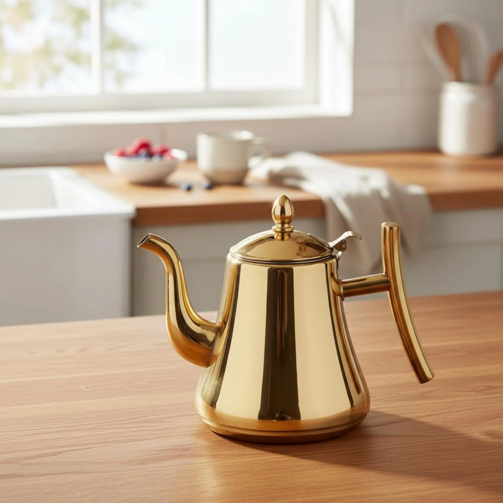 Induction Kettle with Mesh Filter Long Curved Spout Stainless Steel Gooseneck Kettle Polished Gooseneck Coffee Pot Tapered Body