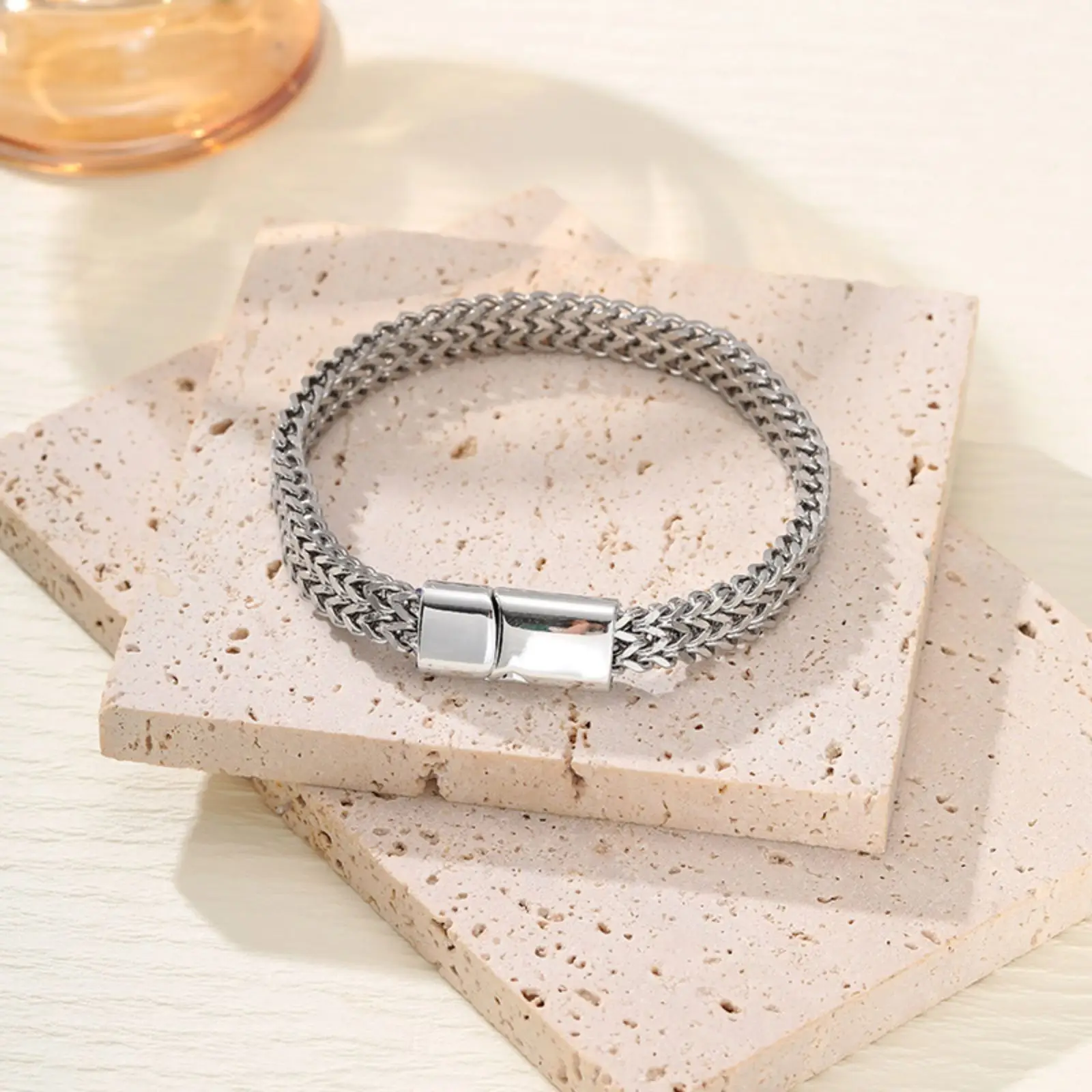 Hip-Hop Edelstahl Dicke Kettenarmband für Damen und Herren in Goldfarbe, Modisches Schmuckzubehör – Detail 5