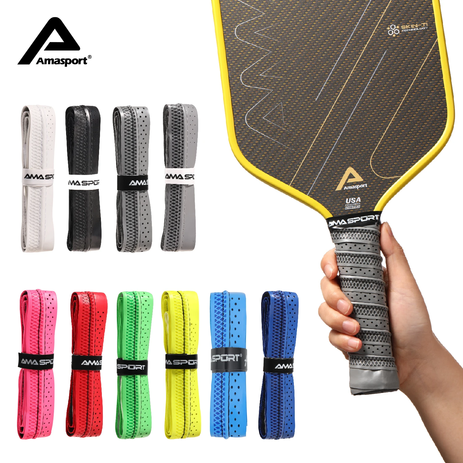 AMA SPORRT Pickleball Paddle Racket Grip High-grade Keel Sweat-absorbing Belt Grip Pickleball Accessories 2 Grips/Pack