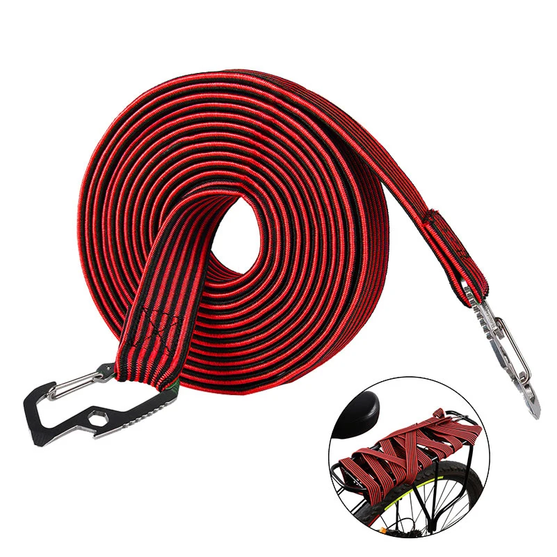 Linka transportowa z gumą oporową 1M, linka do mocowania ładunku, linka holownicza z metalową klamrą do roweru górskiego, motocykla, elastyczna taśma, akcesoria rowerowe