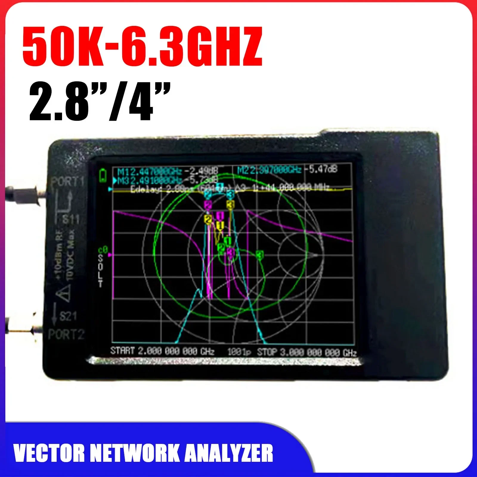 Nanovna-h Analyzer antena HF VHF UHF, Analyzer antena 50 khz-6.3 GHz jaringan HF VHF UHF dan casing 2.8 inci 4 inci LiteVNA 6G 3.7V
