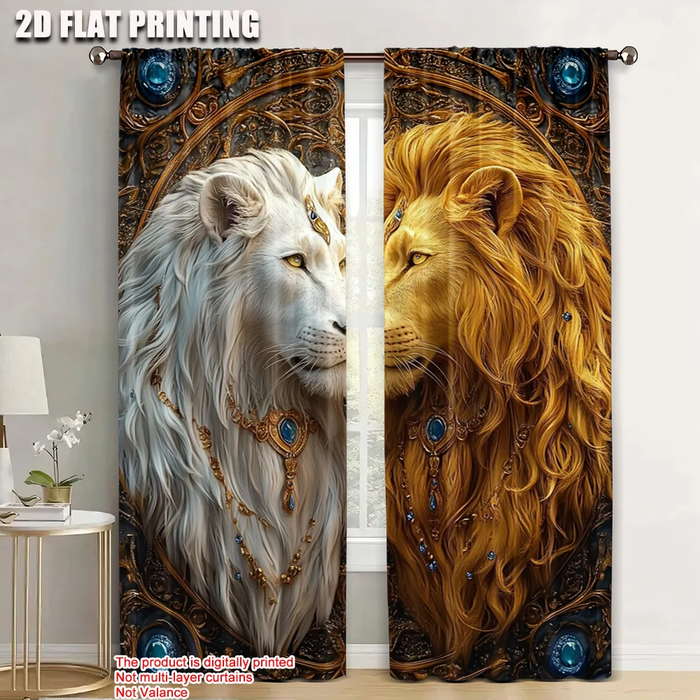 

2pc, Drapes lion Light Filter Festive Holiday Use for Home Daily Decor