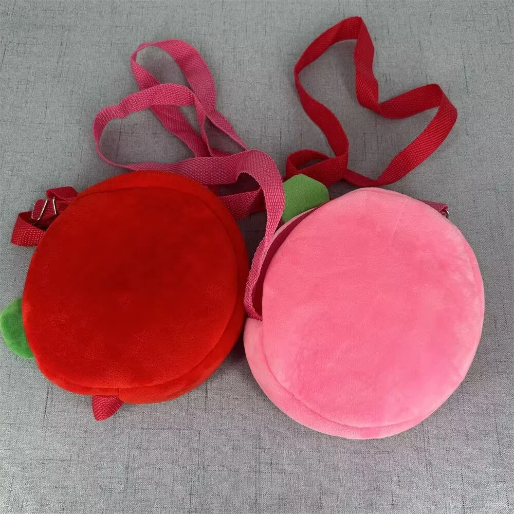 2 ألوان، حقيبة جديدة لطيفة على شكل فراولة من القطيفة بطول 14 مترًا، حقيبة عملات المعدنية، حقيبة كتف، محفظة للعملات المعدنية